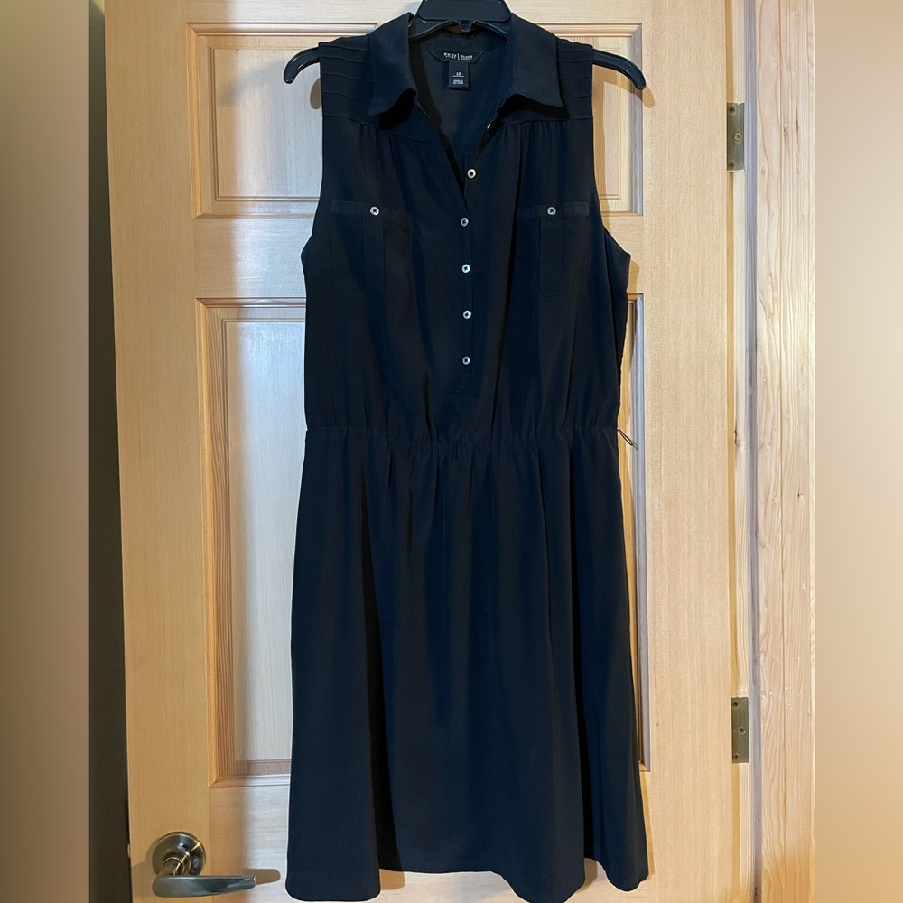White House Black Market Silk button-up sleeveless dress Sz 12